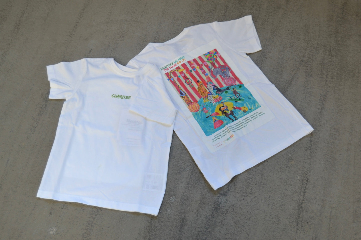 Voksen T-shirt med Froeken Lunas farverige Cirkus motiv - Unisex